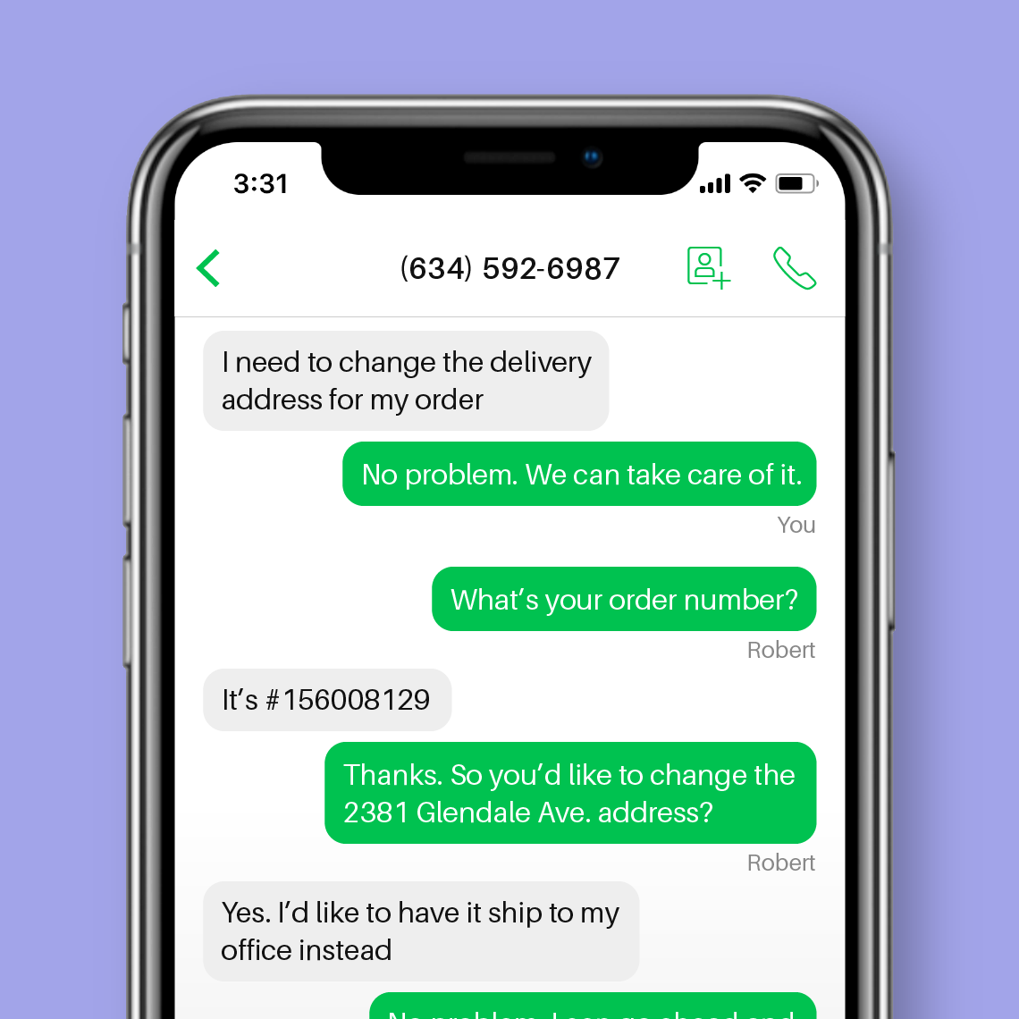 text message about order delivery