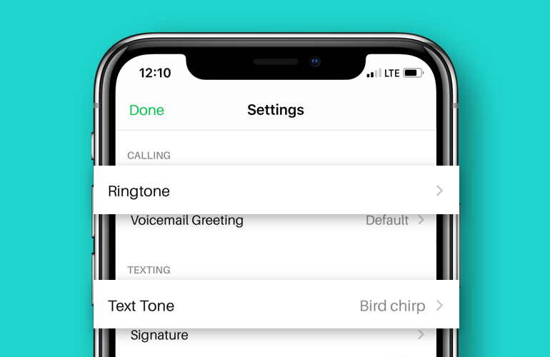 set ring and text tones